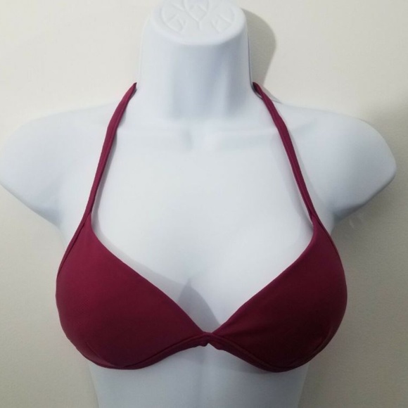 Agua Doce Bikini Set Red Maroon Halter Top Tie Hip - Picture 2 of 7
